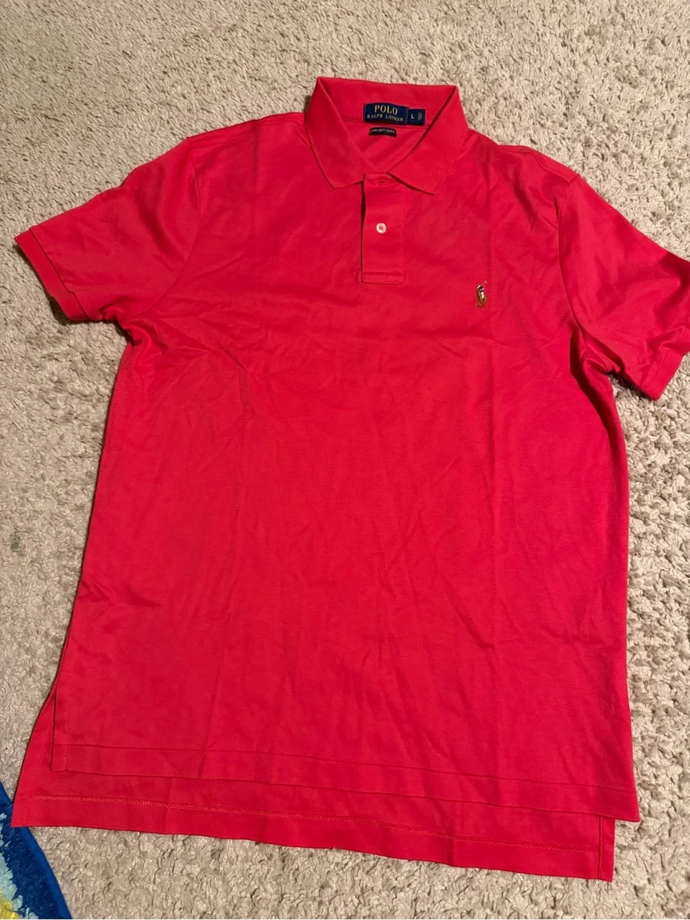 Ralph Lauren Men’s Bright Red Polo Shirt with Embroidered Pony